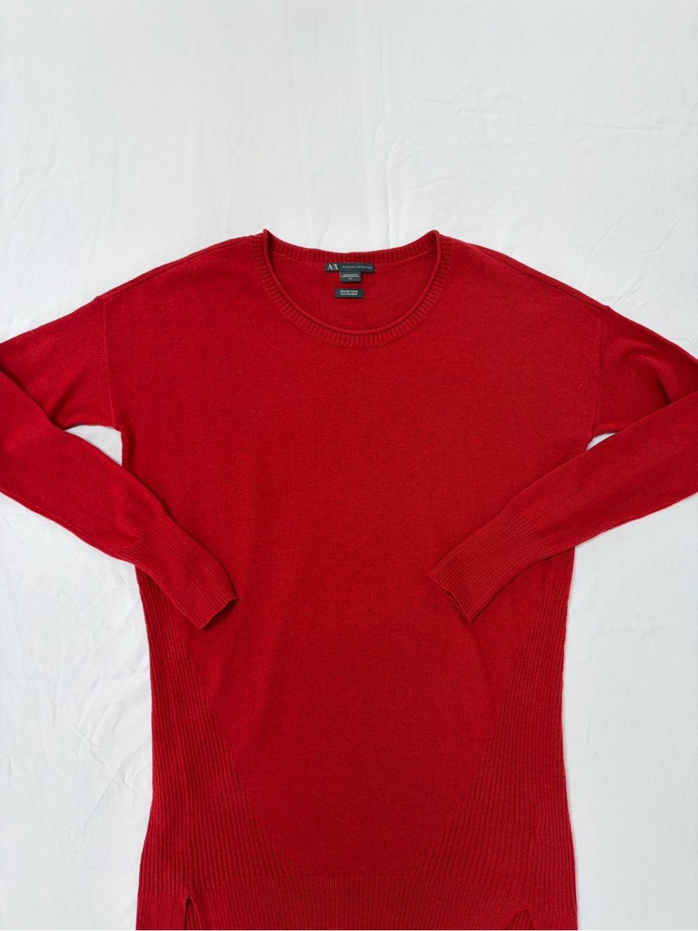 Armani Exchange Red Wool Blend Long Tunic Sweater Size